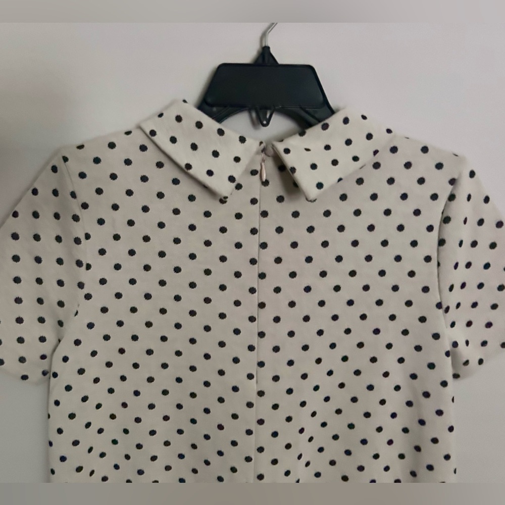 TYLER BOE Kristen Jacquard Polka Dot Collared Mini Dress Academia Twee Mod | S - Picture 12 of 16